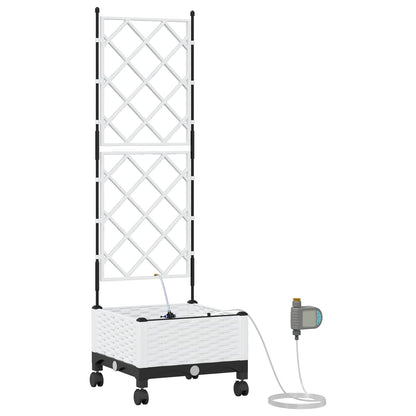 vidaXL Garden Planter with Irrigation&Wheels White 40 x 40 x 132 cm PP