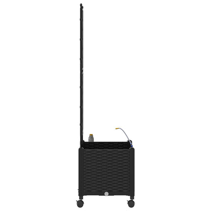 vidaXL Garden Planter with Irrigation&Wheels Black 40 x 40 x 148 cm PP