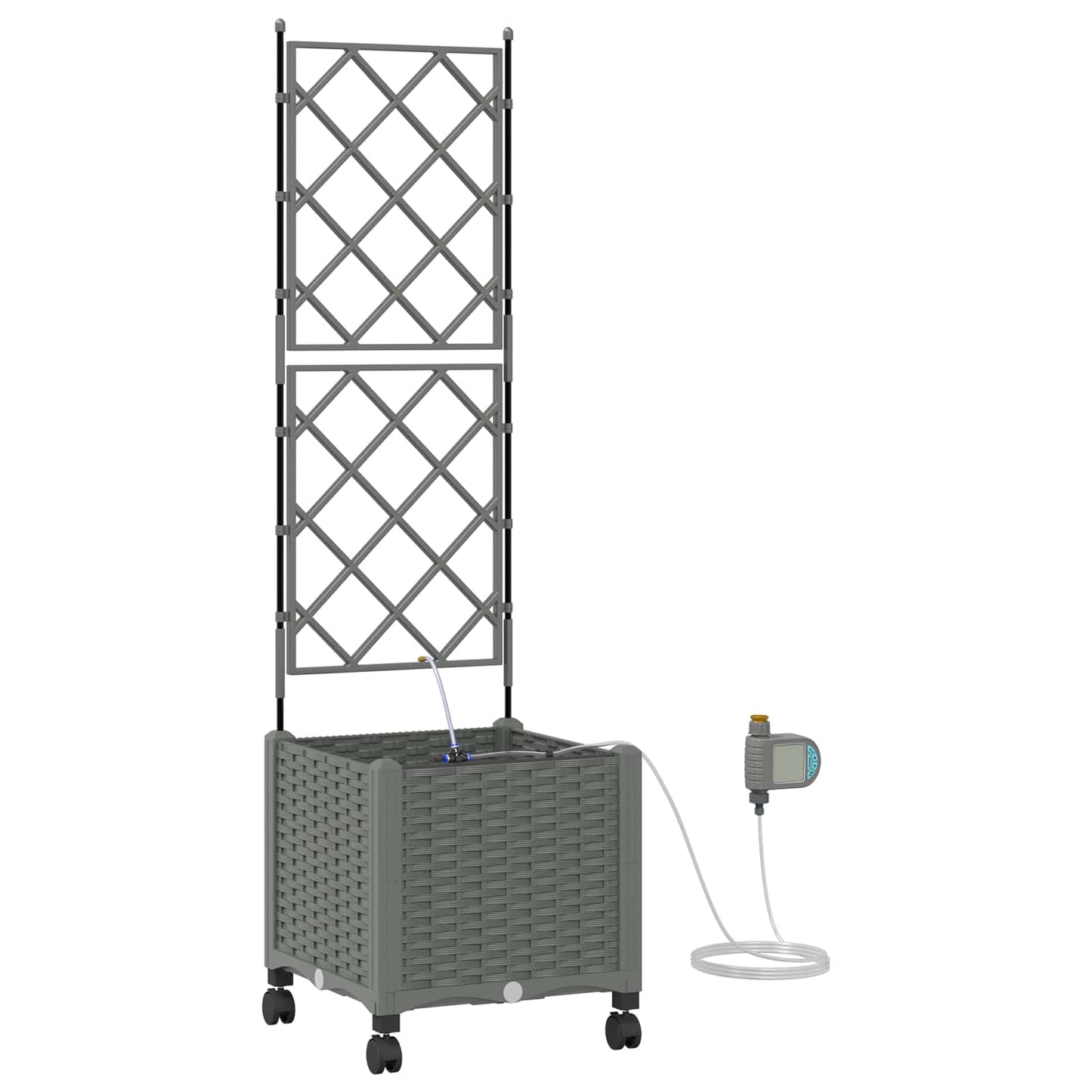 vidaXL Garden Planter with Irrigation&Wheels Light Grey PP