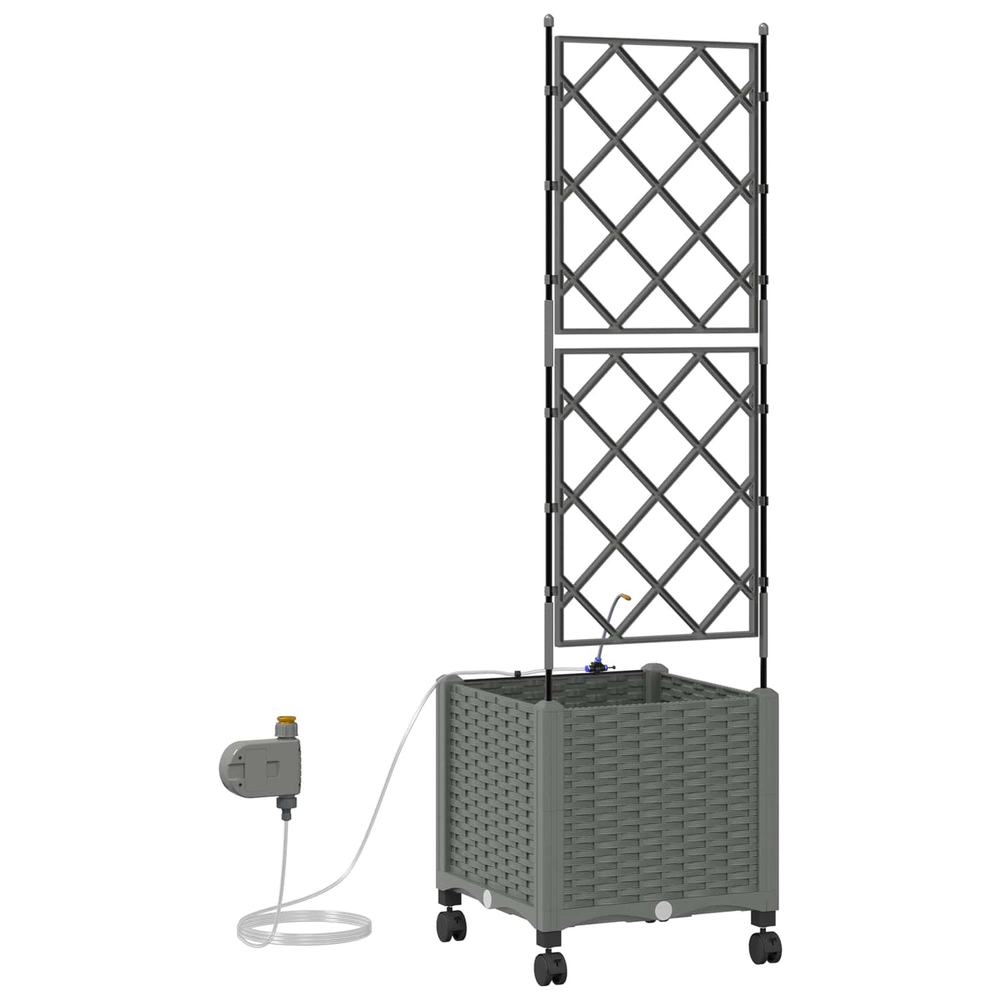 vidaXL Garden Planter with Irrigation&Wheels Light Grey PP