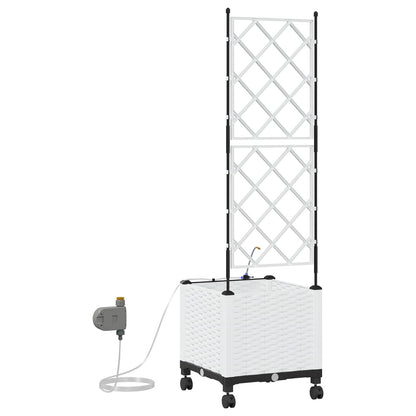 vidaXL Garden Planter with Irrigation&Wheels White 40 x 40 x 148 cm PP