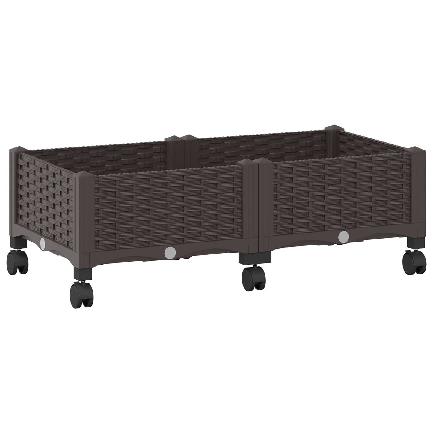 vidaXL Garden Planter with Wheels Brown 80 x 40 x 29 cm PP