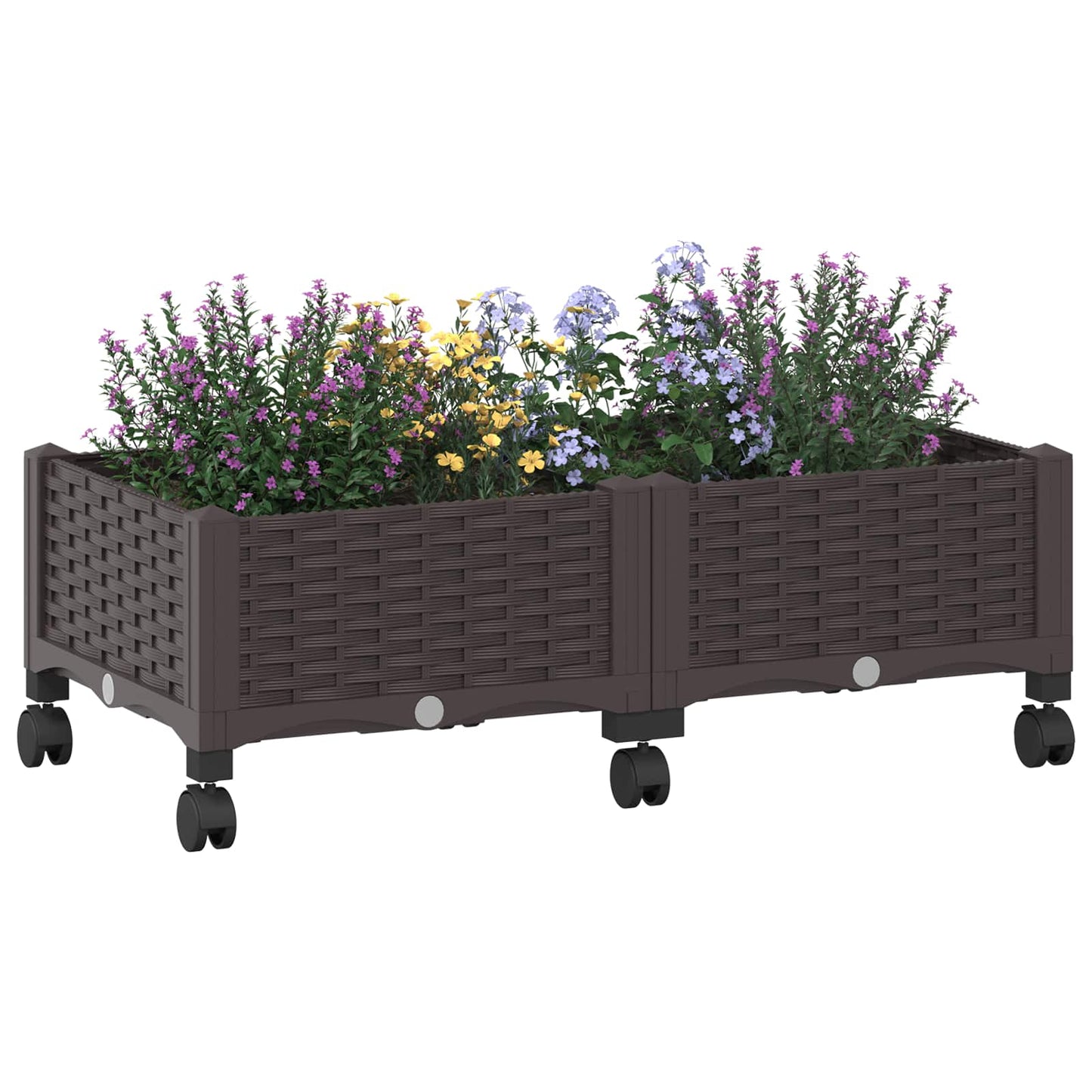 vidaXL Garden Planter with Wheels Brown 80 x 40 x 29 cm PP
