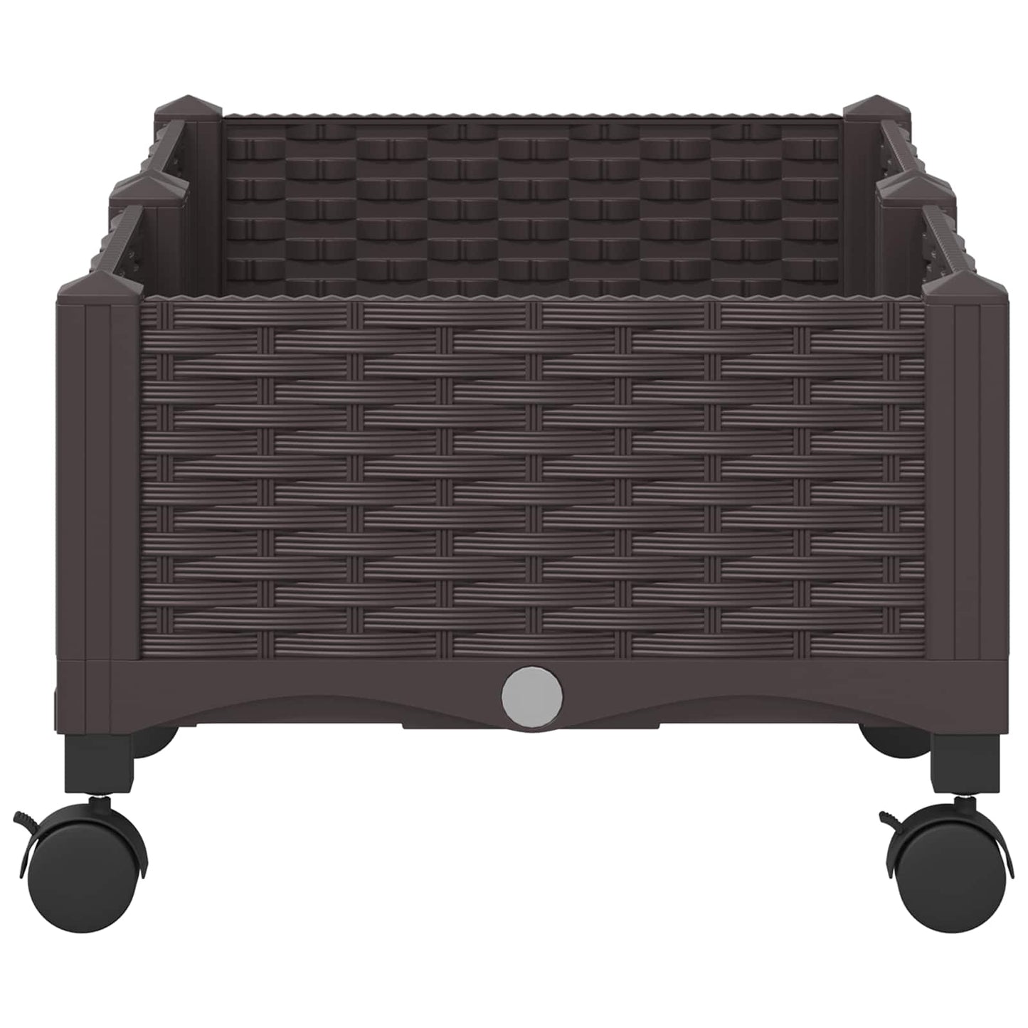 vidaXL Garden Planter with Wheels Brown 80 x 40 x 29 cm PP
