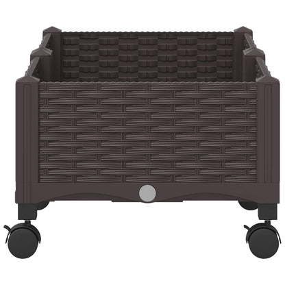 vidaXL Garden Planter with Wheels Brown 80 x 40 x 29 cm PP