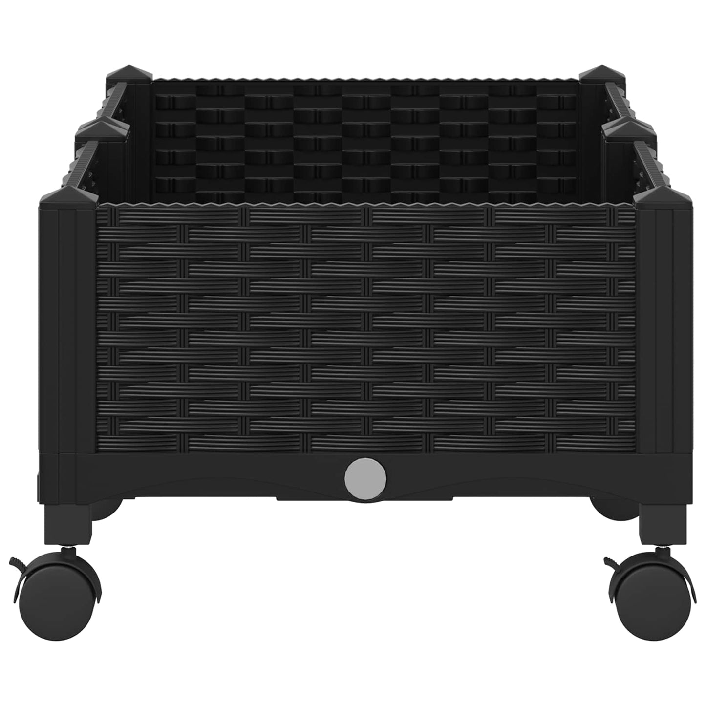 vidaXL Garden Planter with Wheels Black 80 x 40 x 29 cm PP