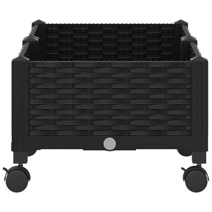 vidaXL Garden Planter with Wheels Black 80 x 40 x 29 cm PP