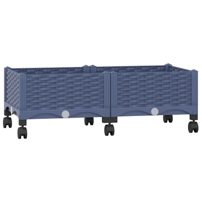 vidaXL Garden Planter with Wheels Blue Grey 80 x 40 x 33 cm PP
