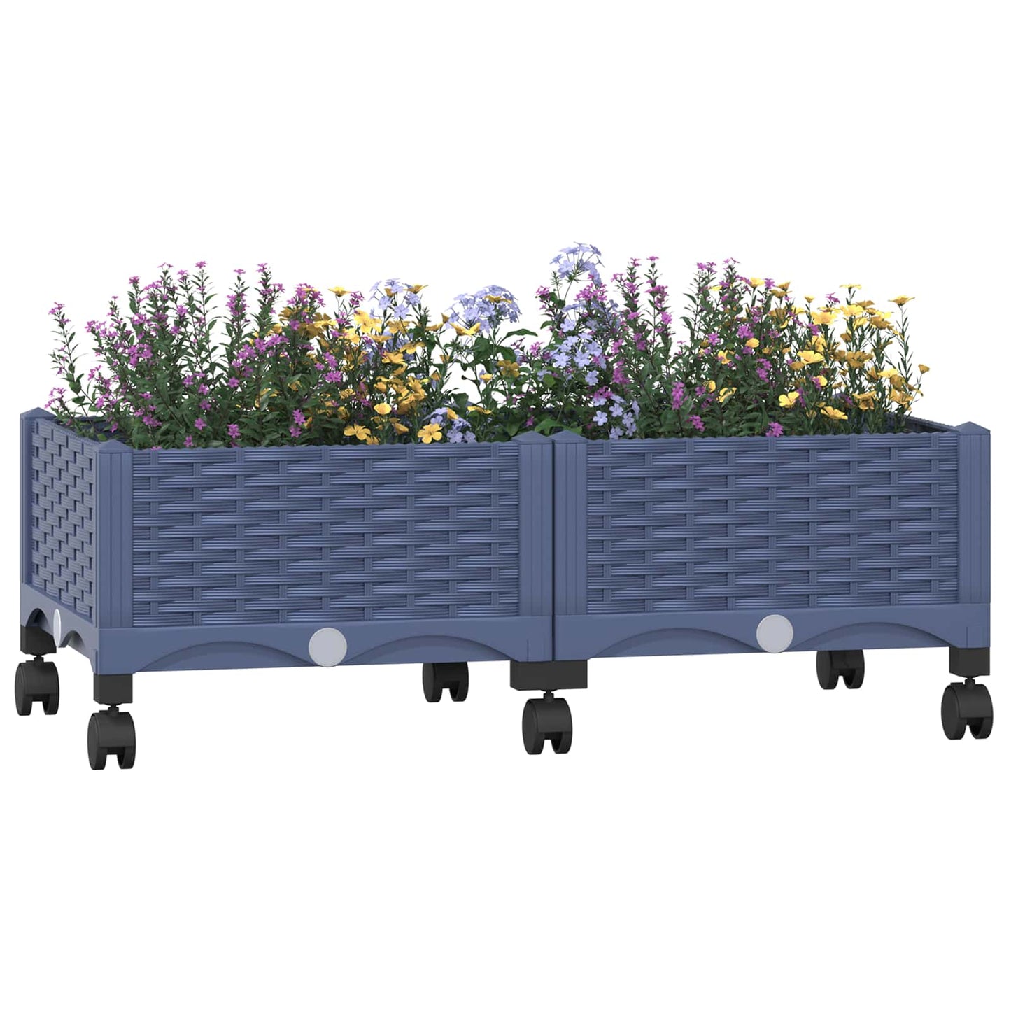 vidaXL Garden Planter with Wheels Blue Grey 80 x 40 x 33 cm PP