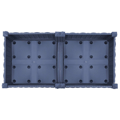vidaXL Garden Planter with Wheels Blue Grey 80 x 40 x 33 cm PP