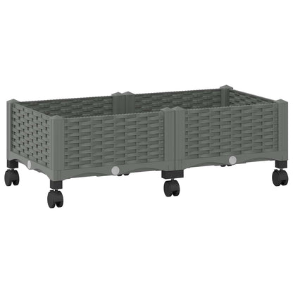 vidaXL Garden Planter with Wheels Light Grey 80 x 40 x 33 cm PP