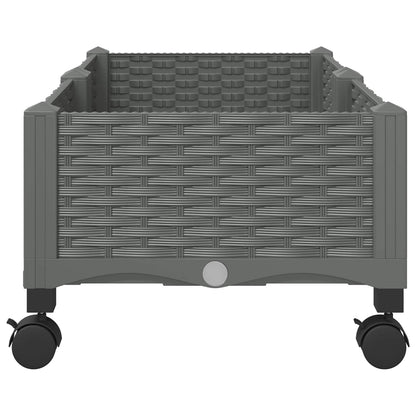 vidaXL Garden Planter with Wheels Light Grey 80 x 40 x 33 cm PP
