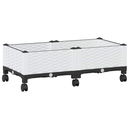 vidaXL Garden Planter with Wheels White 80 x 40 x 33 cm PP