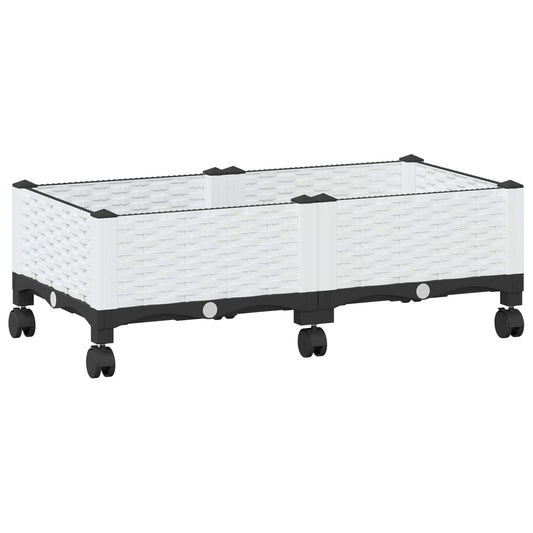 vidaXL Garden Planter with Wheels White 80 x 40 x 33 cm PP