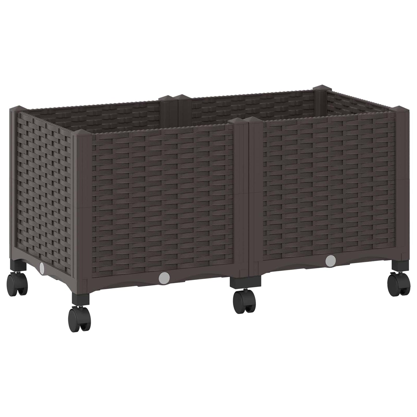 vidaXL Garden Planter with Wheels Brown 80 x 40 x 44 cm PP