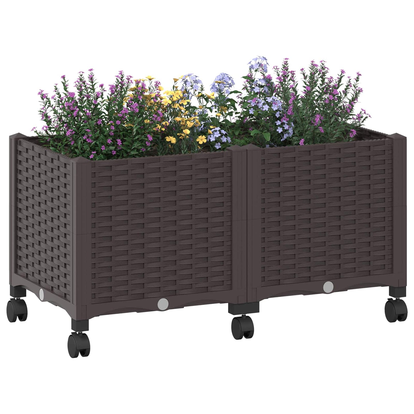 vidaXL Garden Planter with Wheels Brown 80 x 40 x 44 cm PP