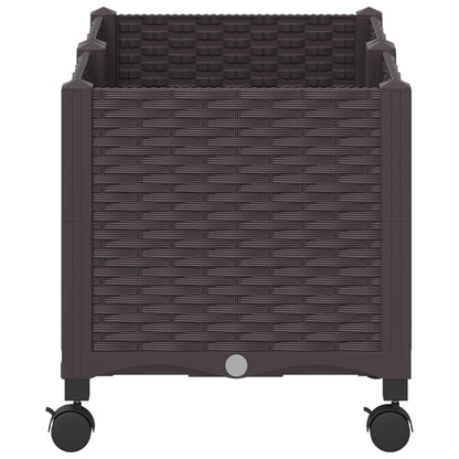 vidaXL Garden Planter with Wheels Brown 80 x 40 x 44 cm PP