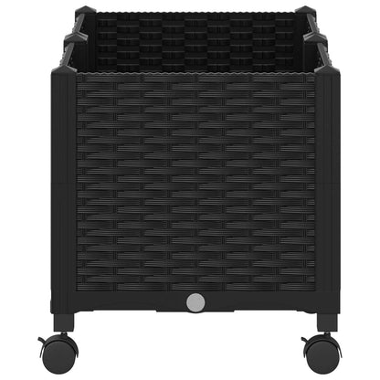 vidaXL Garden Planter with Wheels Black 80 x 40 x 44 cm PP