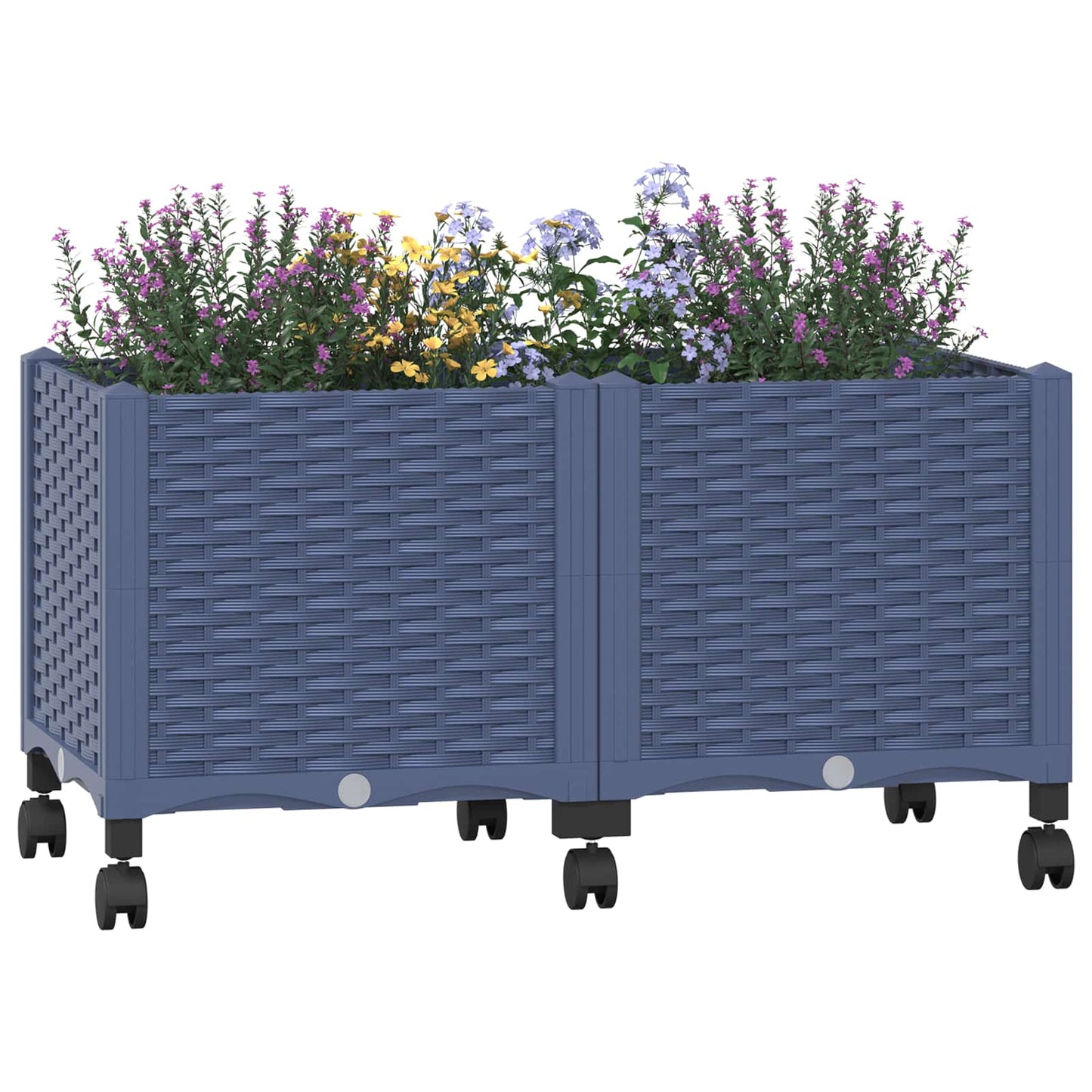 vidaXL Garden Planter with Wheels Blue Grey 80 x 40 x 48 cm PP