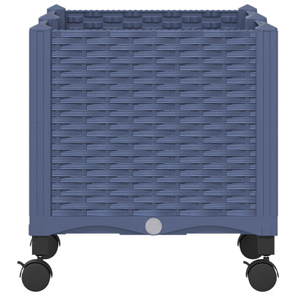 vidaXL Garden Planter with Wheels Blue Grey 80 x 40 x 48 cm PP