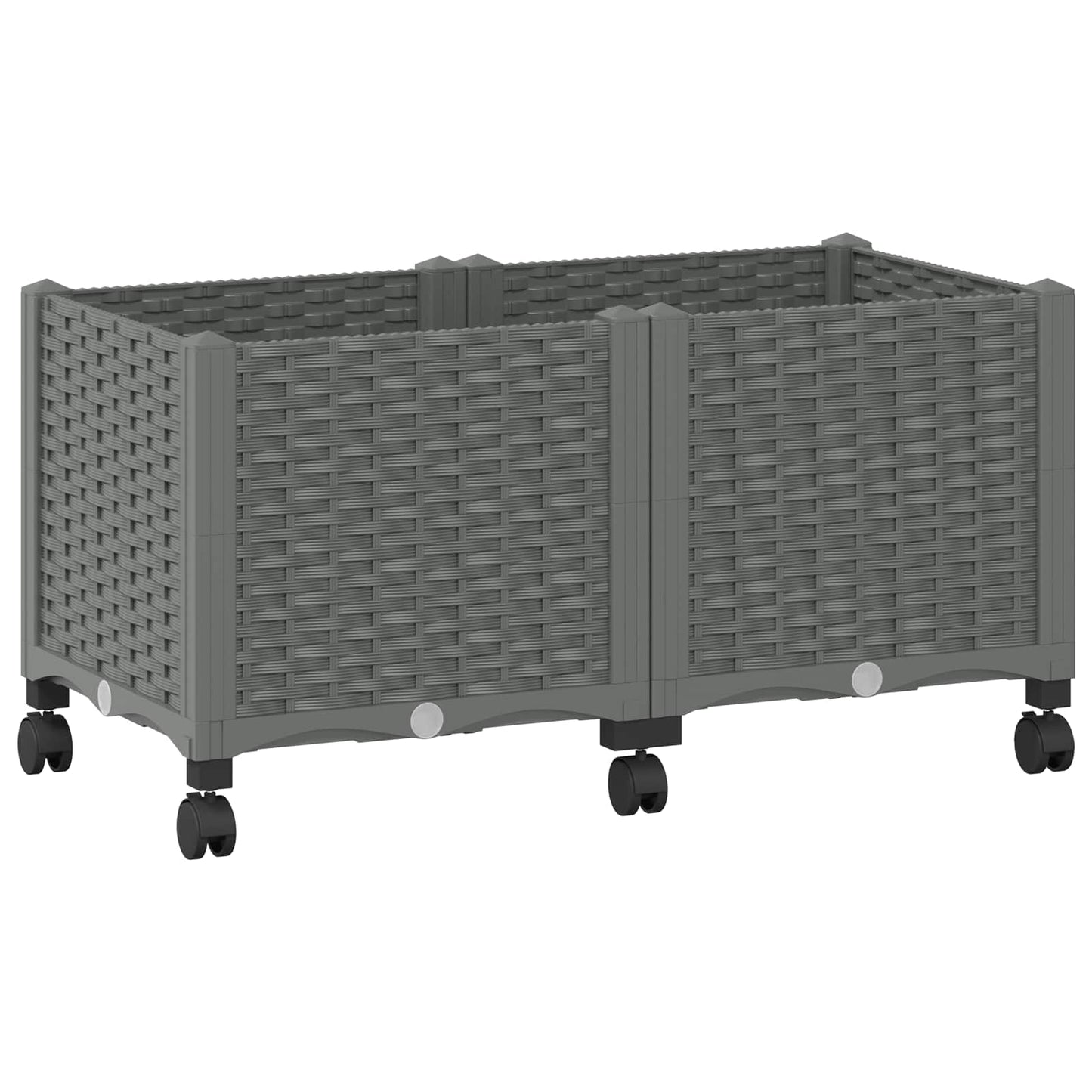 vidaXL Garden Planter with Wheels Light Grey 80 x 40 x 48 cm PP