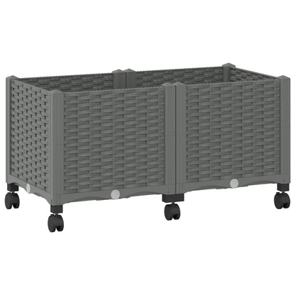 vidaXL Garden Planter with Wheels Light Grey 80 x 40 x 48 cm PP