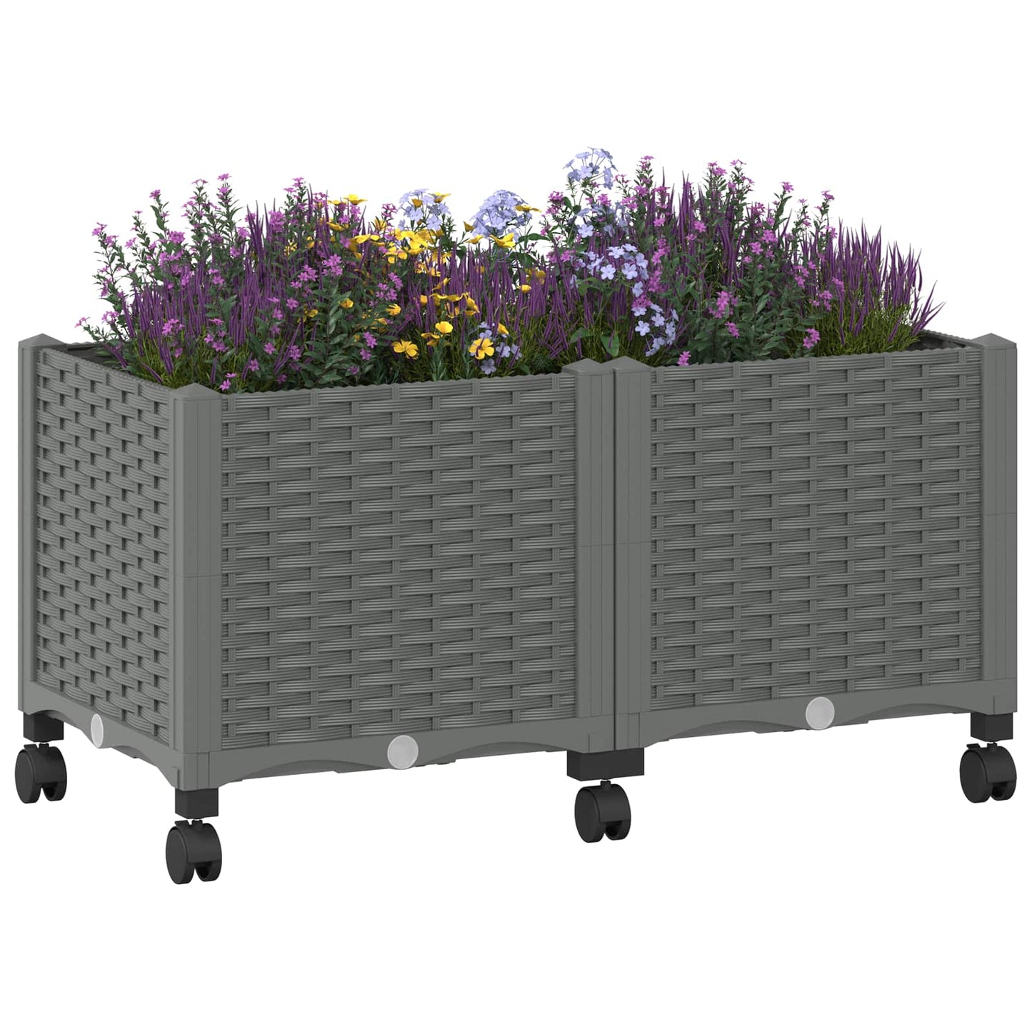 vidaXL Garden Planter with Wheels Light Grey 80 x 40 x 48 cm PP