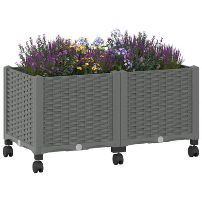 vidaXL Garden Planter with Wheels Light Grey 80 x 40 x 48 cm PP