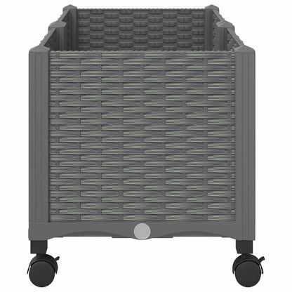vidaXL Garden Planter with Wheels Light Grey 80 x 40 x 48 cm PP