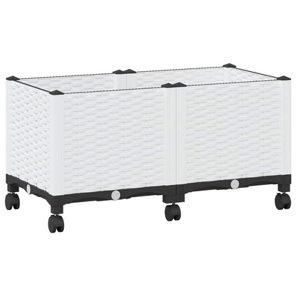 vidaXL Garden Planter with Wheels White 80 x 40 x 48 cm PP