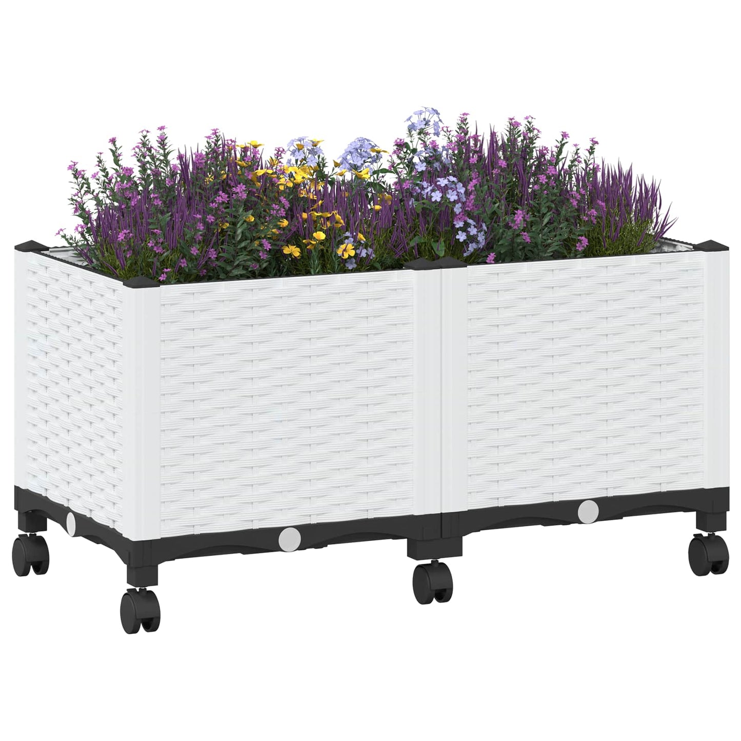 vidaXL Garden Planter with Wheels White 80 x 40 x 48 cm PP