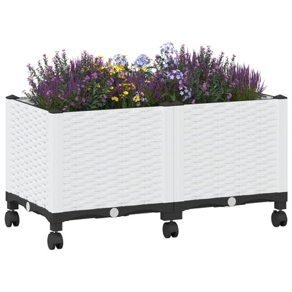 vidaXL Garden Planter with Wheels White 80 x 40 x 48 cm PP