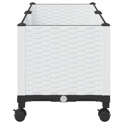 vidaXL Garden Planter with Wheels White 80 x 40 x 48 cm PP