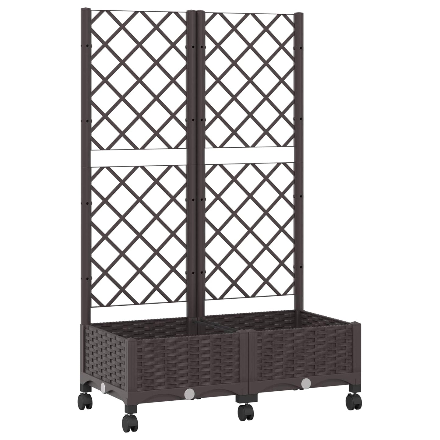 vidaXL Garden Planter with Trellis&Wheels Brown 80 x 40 x 131.5 cm PP