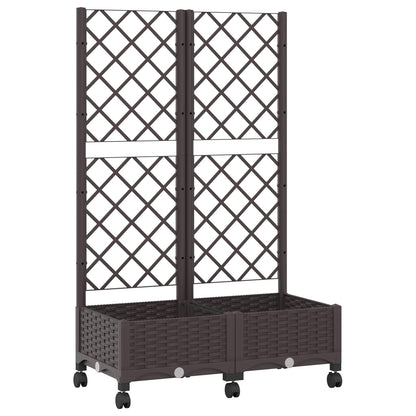 vidaXL Garden Planter with Trellis&Wheels Brown 80 x 40 x 131.5 cm PP