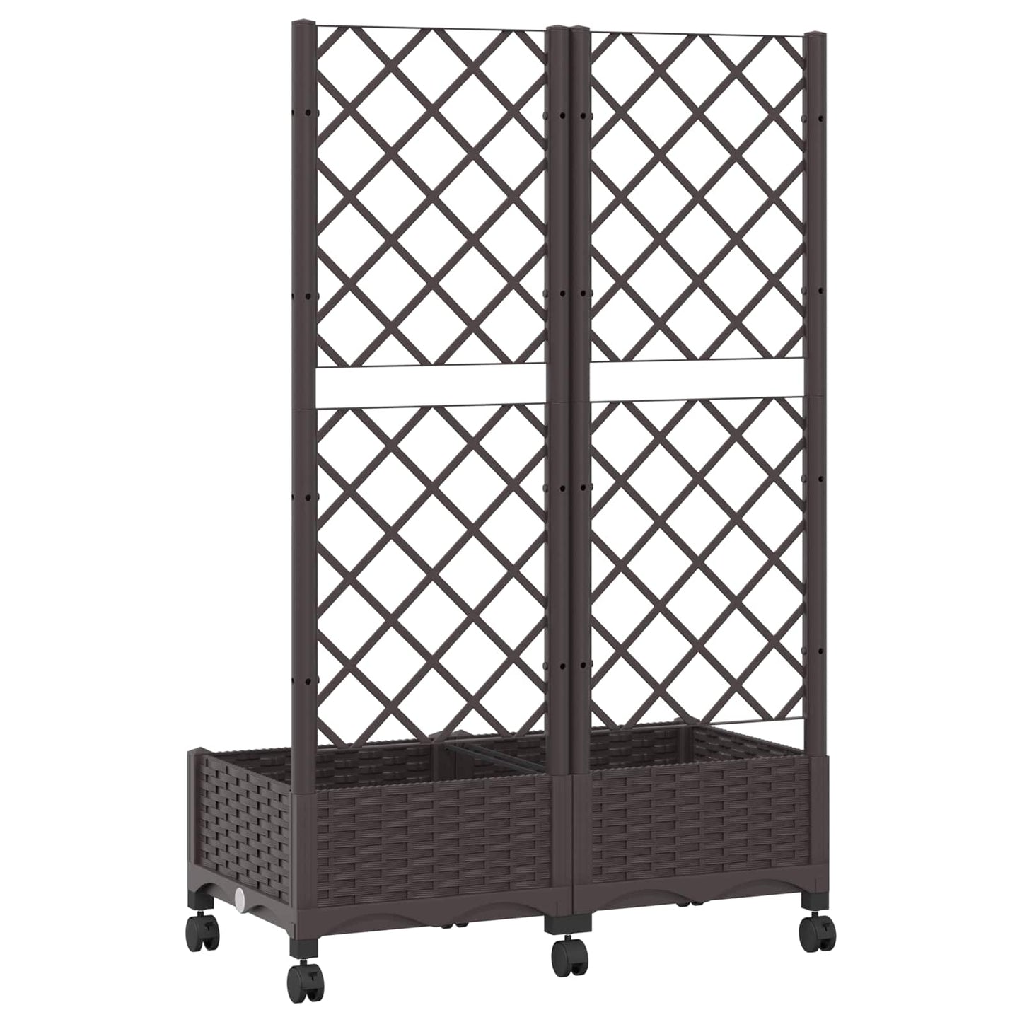 vidaXL Garden Planter with Trellis&Wheels Brown 80 x 40 x 131.5 cm PP