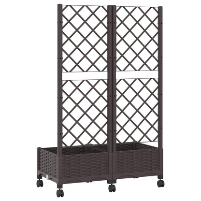 vidaXL Garden Planter with Trellis&Wheels Brown 80 x 40 x 131.5 cm PP
