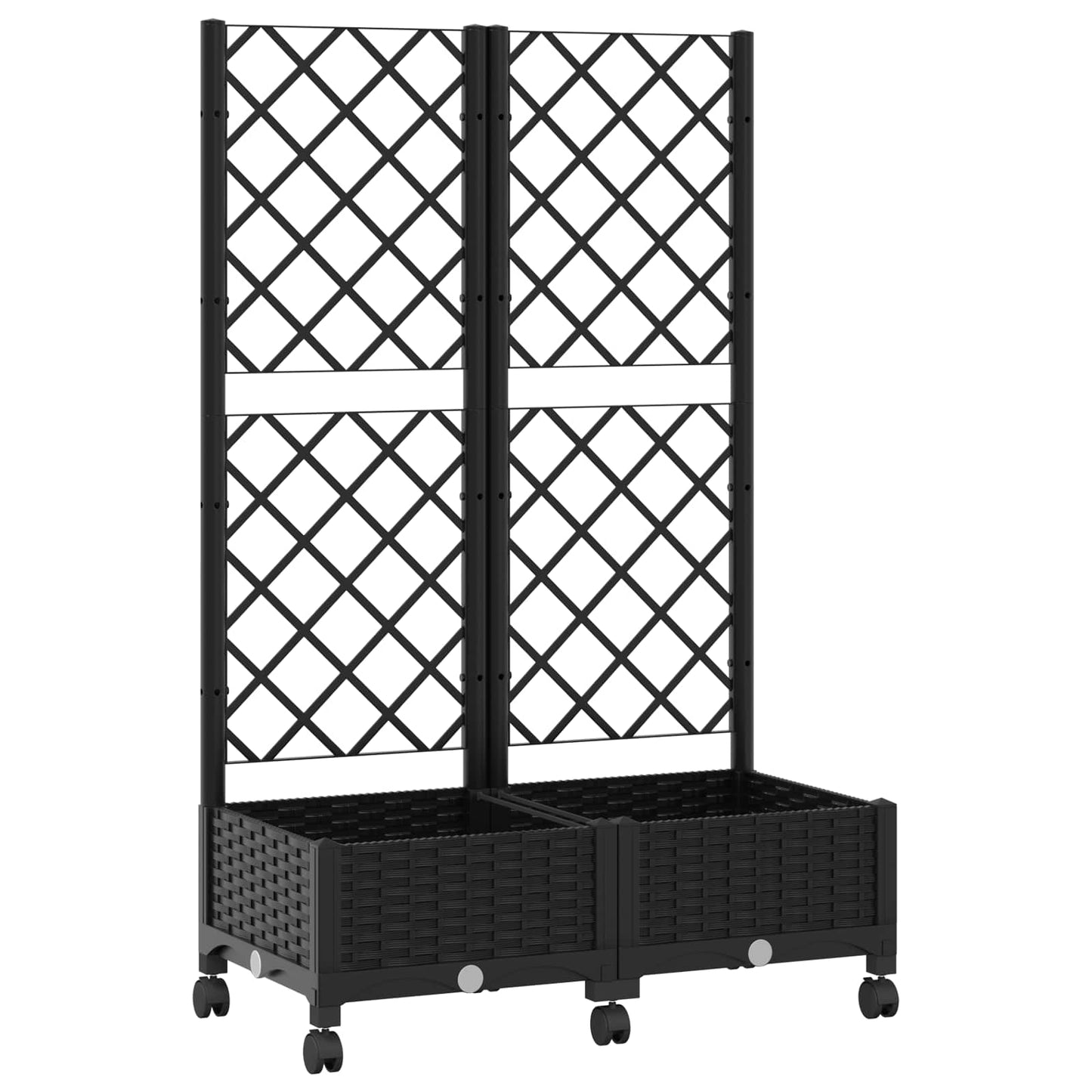 vidaXL Garden Planter with Trellis&Wheels Black 80 x 40 x 131.5 cm PP