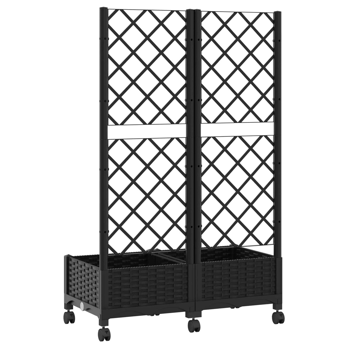 vidaXL Garden Planter with Trellis&Wheels Black 80 x 40 x 131.5 cm PP