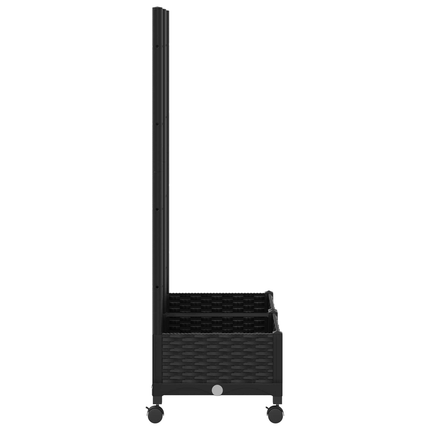 vidaXL Garden Planter with Trellis&Wheels Black 80 x 40 x 131.5 cm PP