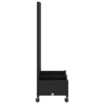 vidaXL Garden Planter with Trellis&Wheels Black 80 x 40 x 131.5 cm PP