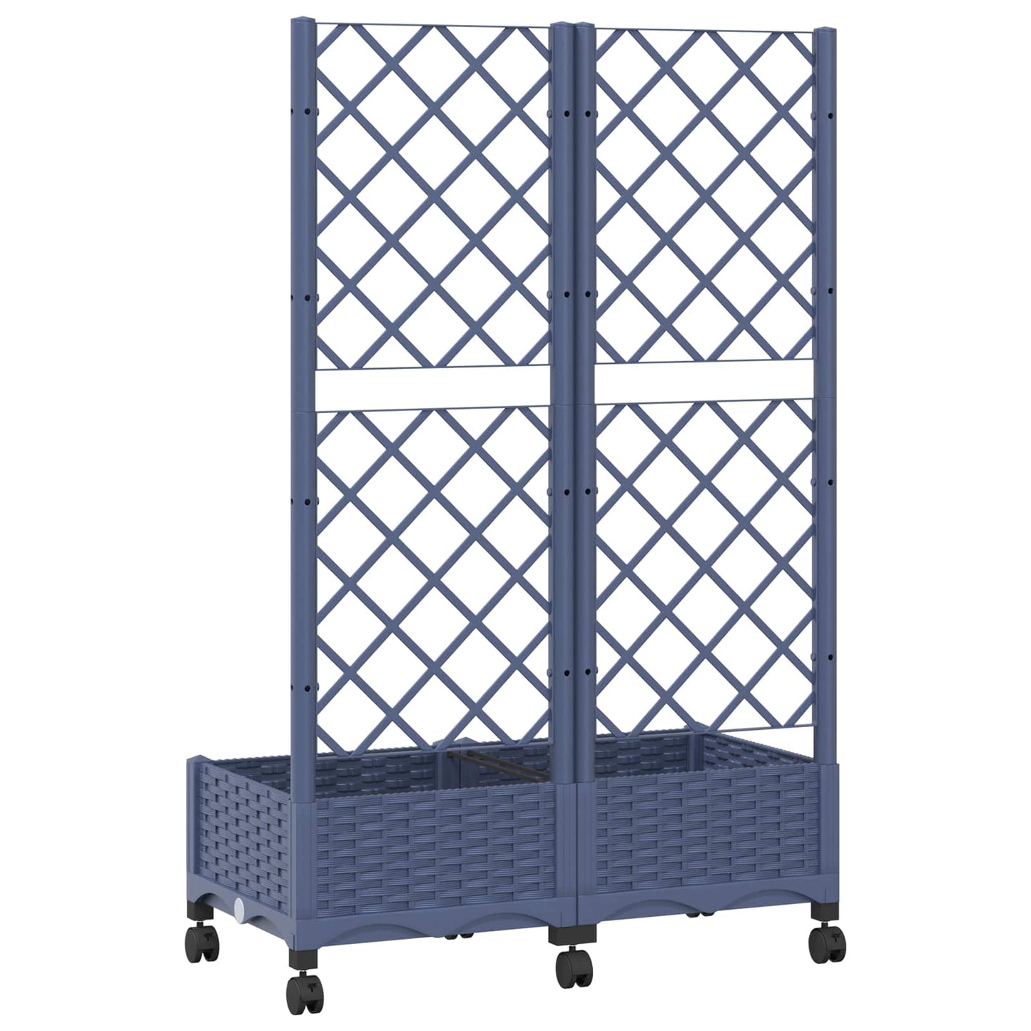 vidaXL Garden Planter with Trellis&Wheels Blue Grey 80 x 40 x 131.5 cm