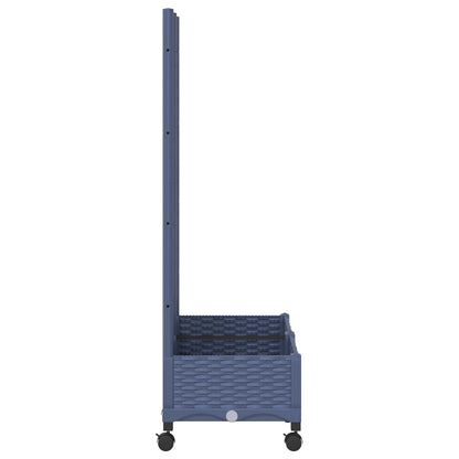vidaXL Garden Planter with Trellis&Wheels Blue Grey 80 x 40 x 131.5 cm