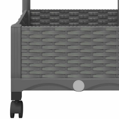 vidaXL Garden Planter with Trellis&Wheels Light Grey PP