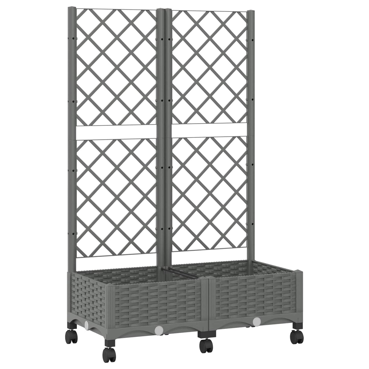 vidaXL Garden Planter with Trellis&Wheels Light Grey PP