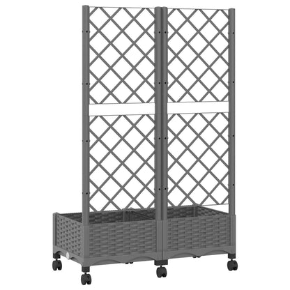 vidaXL Garden Planter with Trellis&Wheels Light Grey PP