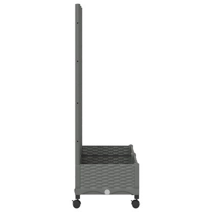 vidaXL Garden Planter with Trellis&Wheels Light Grey PP