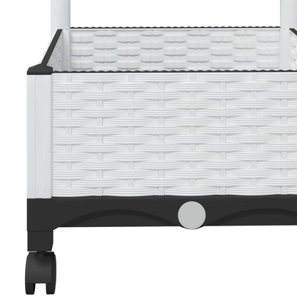 vidaXL Garden Planter with Trellis&Wheels White 80 x 40 x 131.5 cm PP