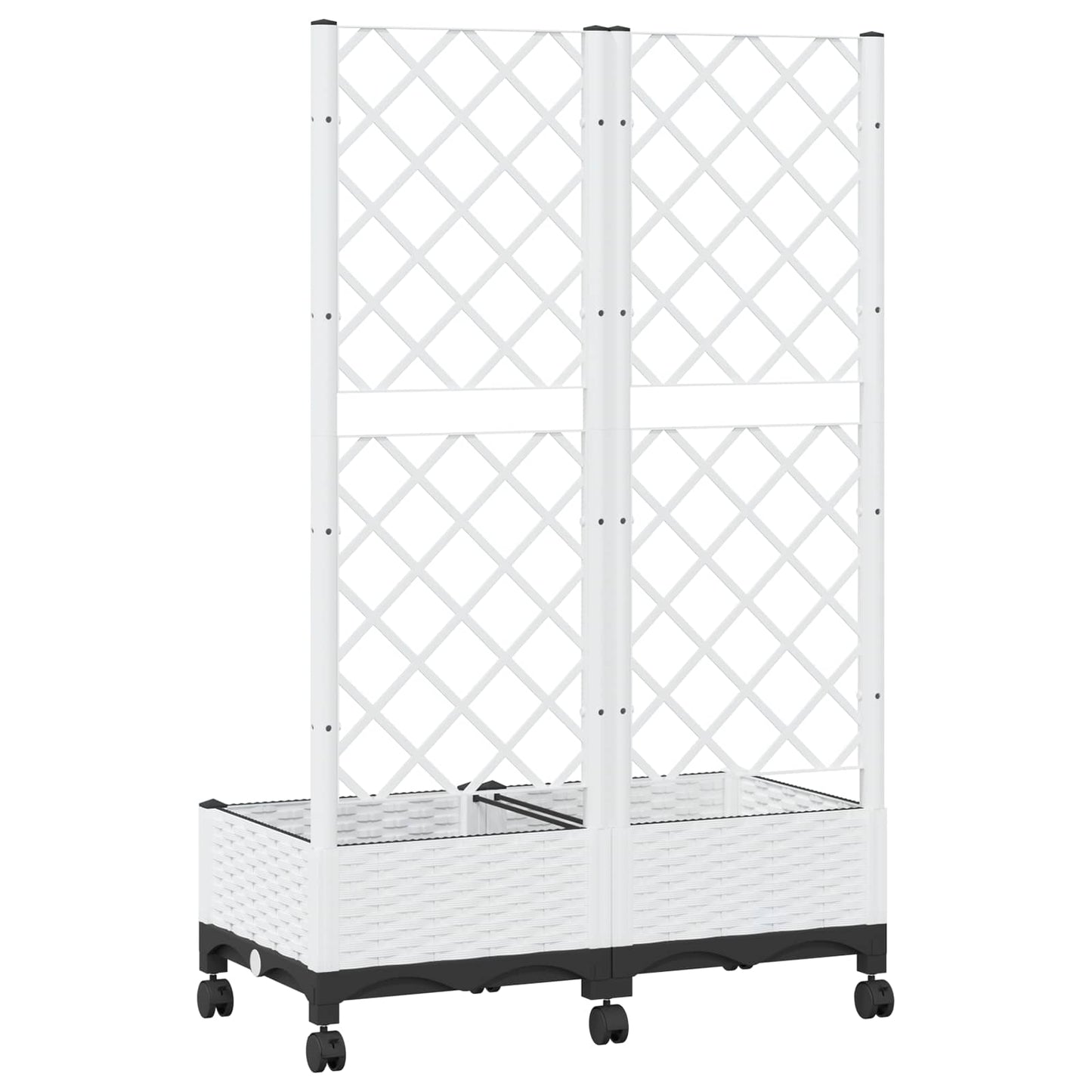 vidaXL Garden Planter with Trellis&Wheels White 80 x 40 x 131.5 cm PP