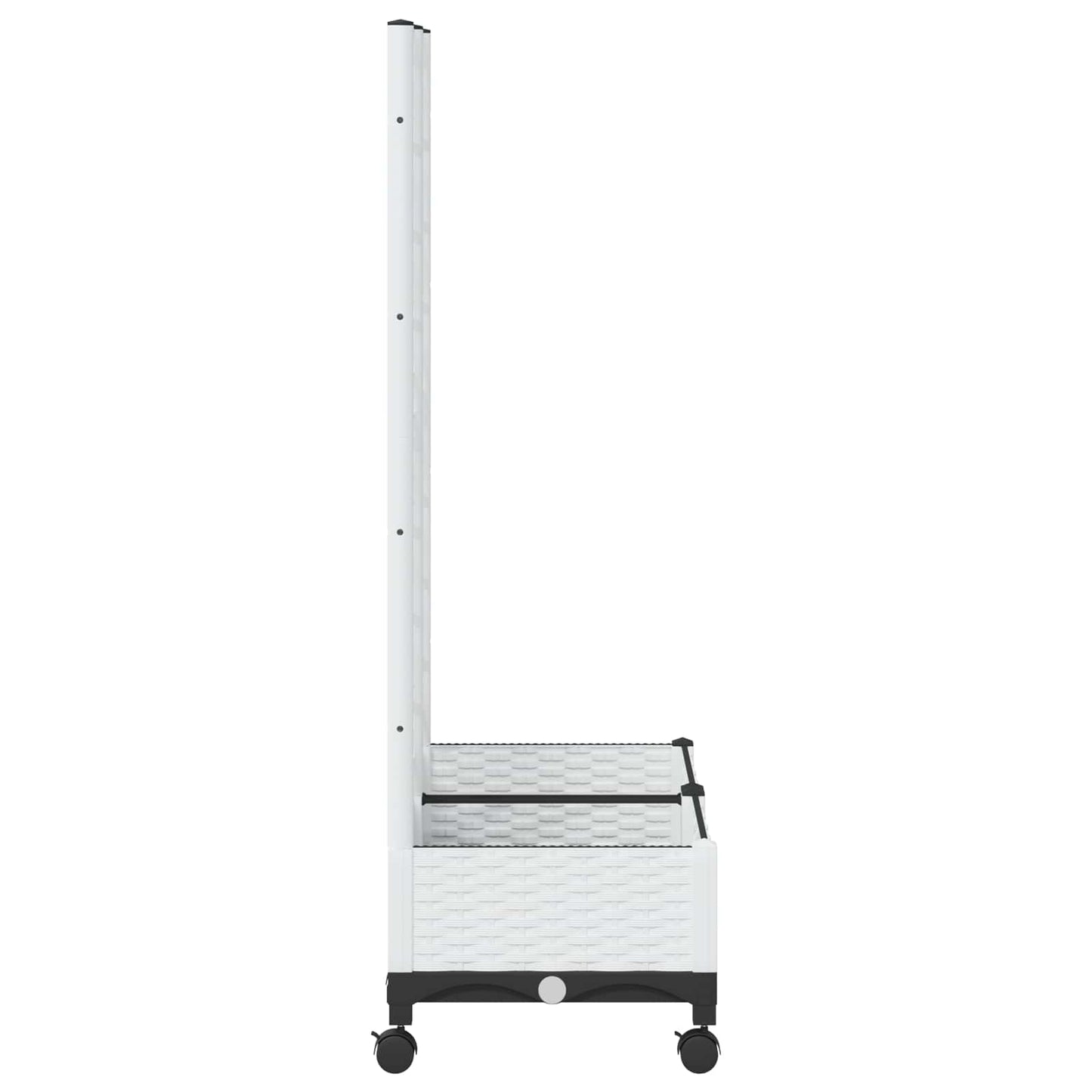vidaXL Garden Planter with Trellis&Wheels White 80 x 40 x 131.5 cm PP
